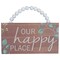 Northlight Beaded Hanger "Our Happy Place" Floral Wall Art Plaque - 7.75"